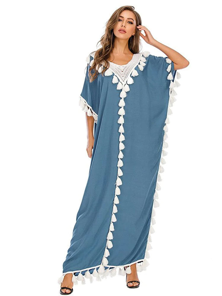 Saída de Praia Vanessa - Algodão e Rayon com Detalhes em Tassel