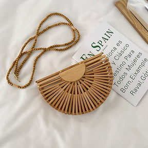 Bolsa de bambu semicírculo