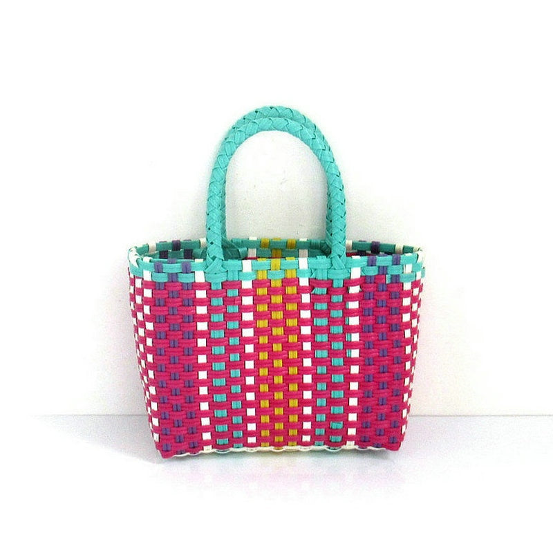 Bolsa de palha colorida - 21x14x6cm