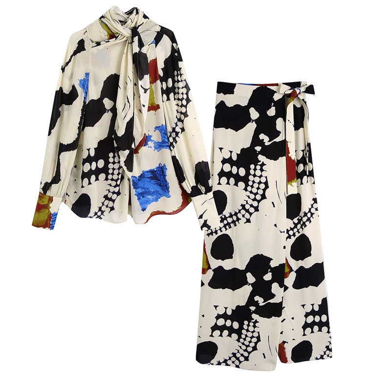 Conjunto Bárbara - Camisa musseline e calça transpassada