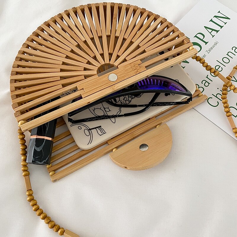 Bolsa de bambu semicírculo