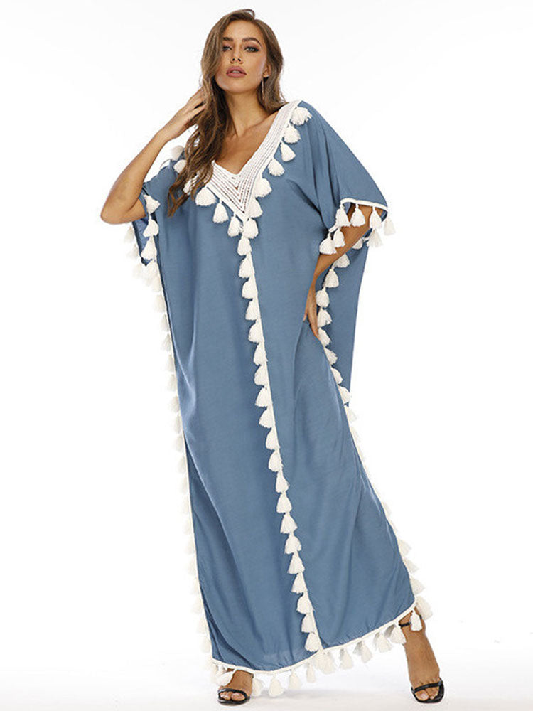 Saída de Praia Vanessa - Algodão e Rayon com Detalhes em Tassel