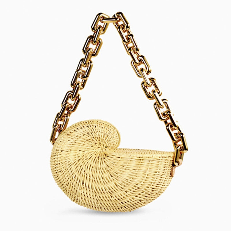 Bolsa de palha Concha - 23x18x10cm