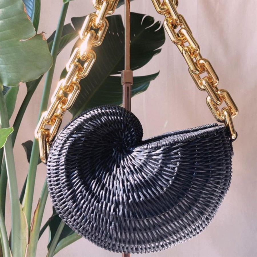 Bolsa de palha Concha - 23x18x10cm