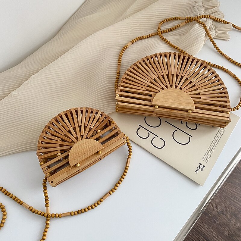 Bolsa de bambu semicírculo