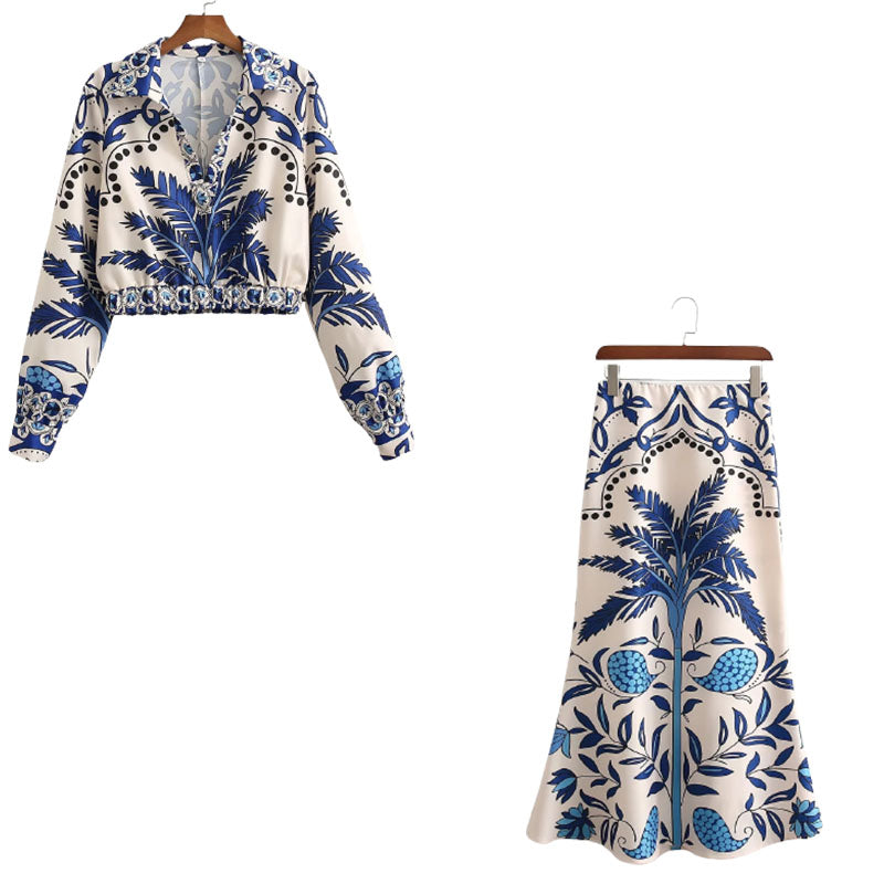 Conjunto Isadora - Blusa cropped e saia com elástico